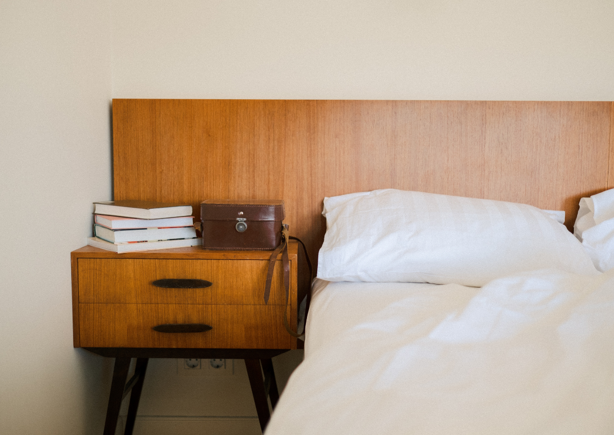 mid century style guest room